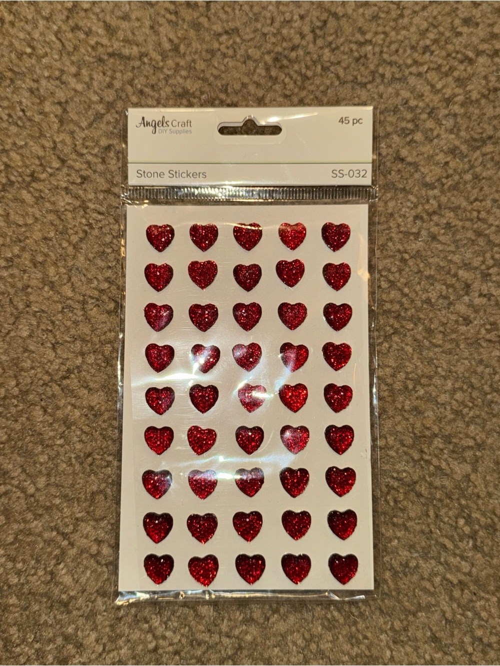 Angels Craft Heart Stone Stickers (Red) heart-shaped red gemstone